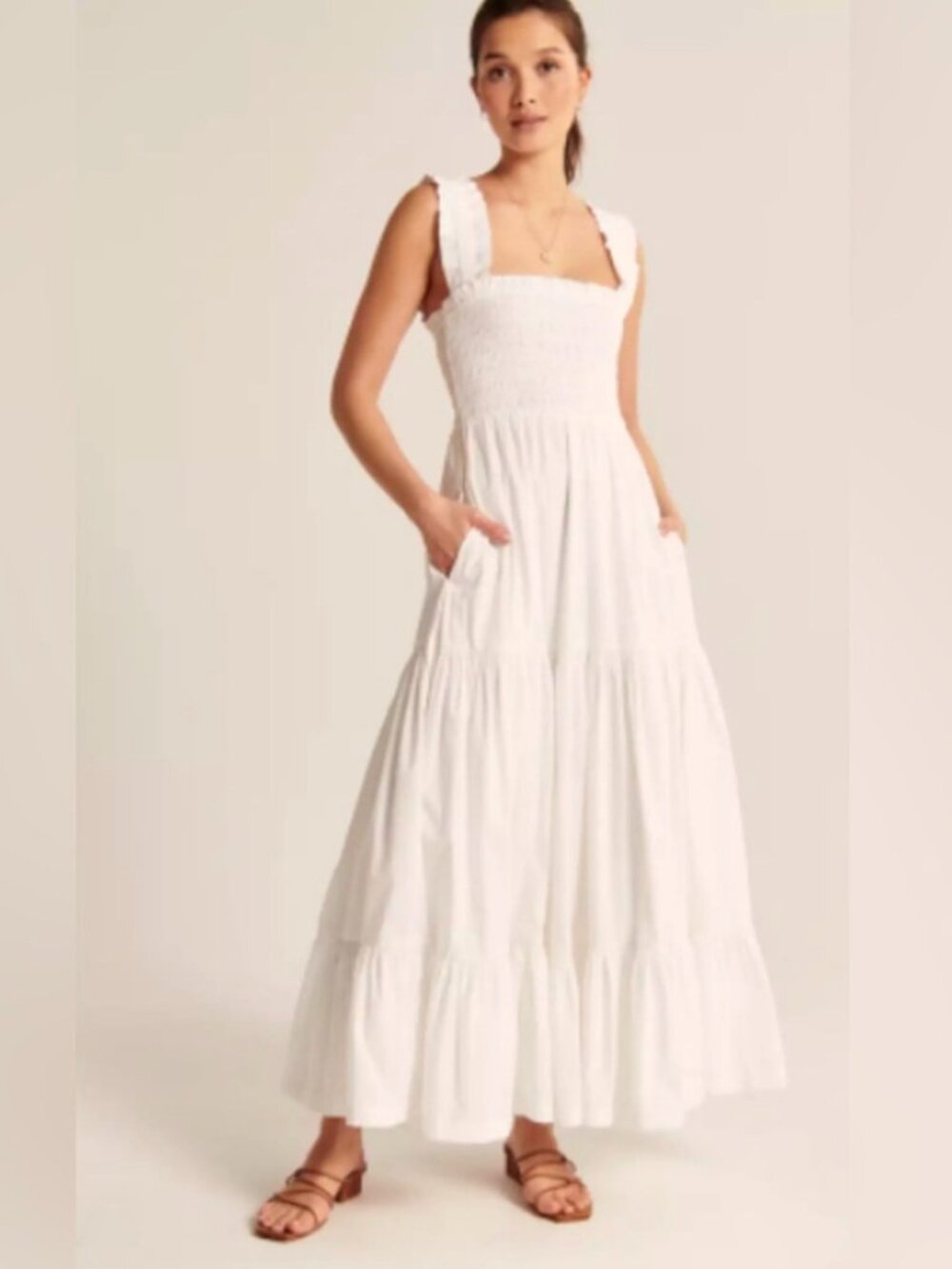 Abercrombie & Fitch Smocked Bodice Easy Maxi Dress